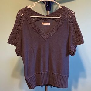 Old Navy Women’s Small Short Sleeved V- Neck Dark Blue 100% Cotton Sweater